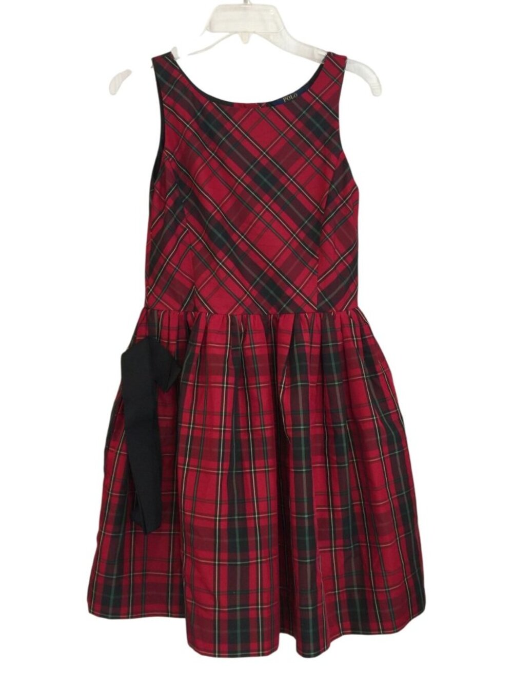 POLO Ralph Lauren Sleeveless Plaid Lined Dress with Tie Size 12